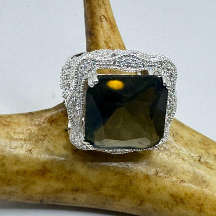 Vintage Smoky Topaz Chunky Cocktail Ring 925 Sterling Silver-Rings-TomWayne Jewelers