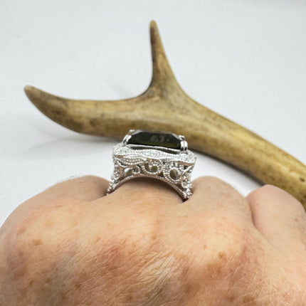 Vintage Smoky Topaz Chunky Cocktail Ring 925 Sterling Silver-Rings-TomWayne Jewelers