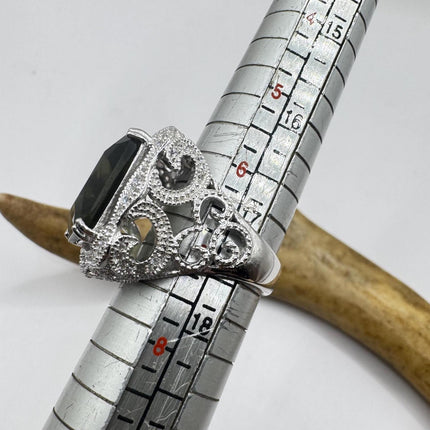 Vintage Smoky Topaz Chunky Cocktail Ring 925 Sterling Silver-Rings-TomWayne Jewelers