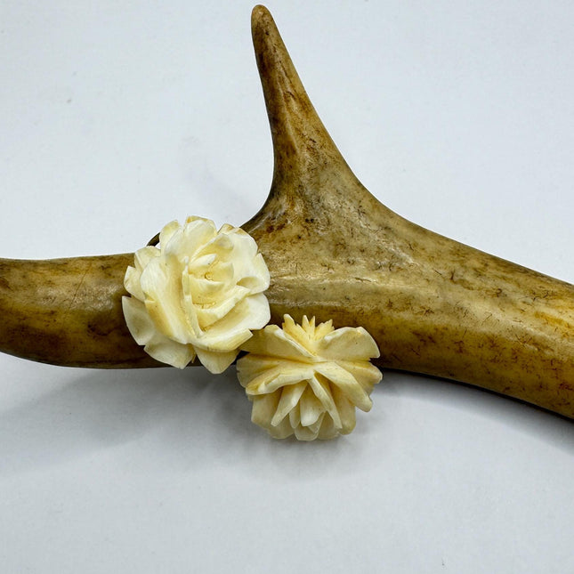 Vintage Ivory Rose Earrings: Gold Filled Screw Back Clip Ons
