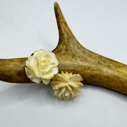 Vintage Ivory Rose Earrings: Gold Filled Screw Back Clip Ons