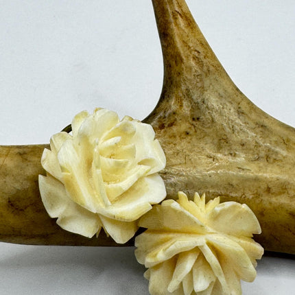 Vintage Ivory Rose Earrings: Gold Filled Screw Back Clip Ons