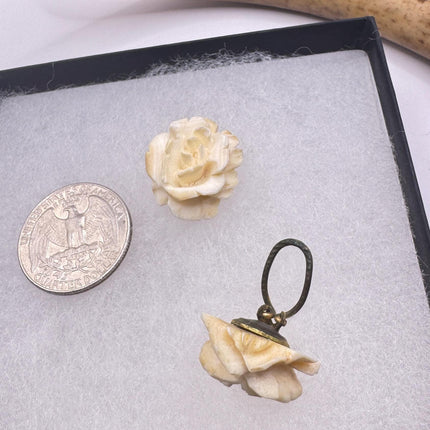 Vintage Ivory Rose Earrings: Gold Filled Screw Back Clip Ons
