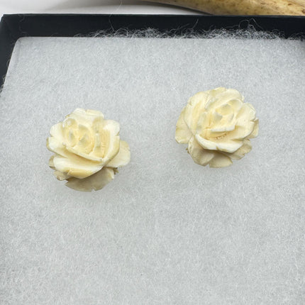Vintage Ivory Rose Earrings: Gold Filled Screw Back Clip Ons