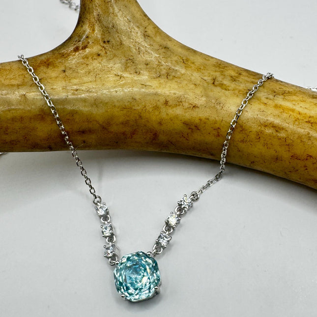 Vintage Blue Topaz Cubic Zirconia Crystal 925 Sterling Silver-Necklaces-TomWayne Jewelers