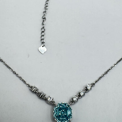 Vintage Blue Topaz Cubic Zirconia Crystal 925 Sterling Silver