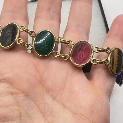 Vintage Gold Filled Scarab Bracelet: Black Onyx Gemstone