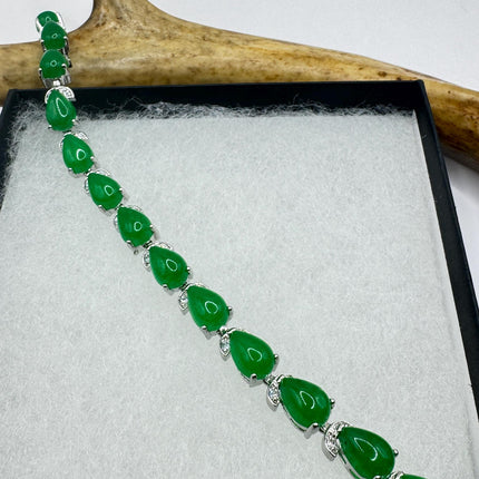 Vintage Green Aventurine Jade Lucky Bracelet - Silver Bronze