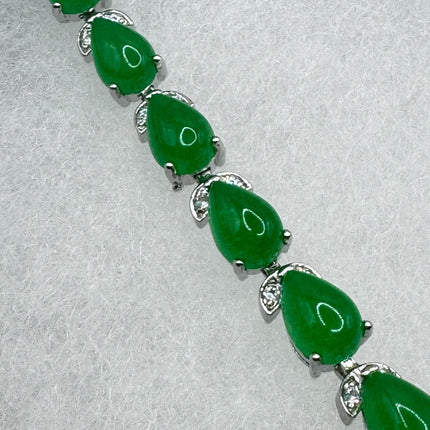 Vintage Green Aventurine Jade Lucky Bracelet - Silver Bronze