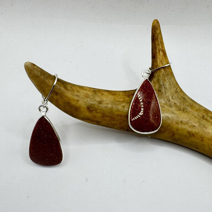 Vintage Red Goldstone Silver Earrings | 925 sterling Silver Lever Backs-Earrings-TomWayne Jewelers