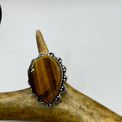Vintage Chunky Tigers Eye Cocktail Ring - Statement Band