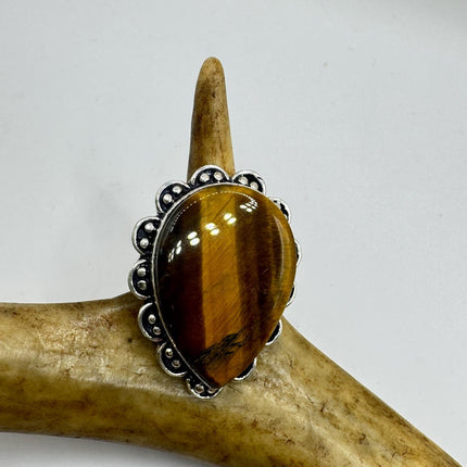 Vintage Chunky Tigers Eye Cocktail Ring - Statement Band