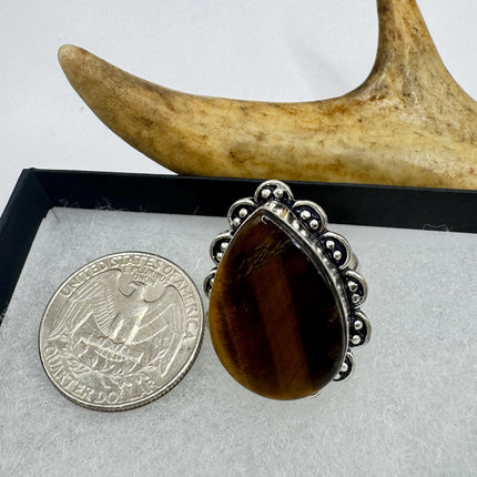 Vintage Chunky Tigers Eye Cocktail Ring - Statement Band