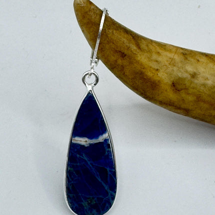 Vintage Blue Lapis Lazuli Dangle Earrings Sterling Silver Leverbacks