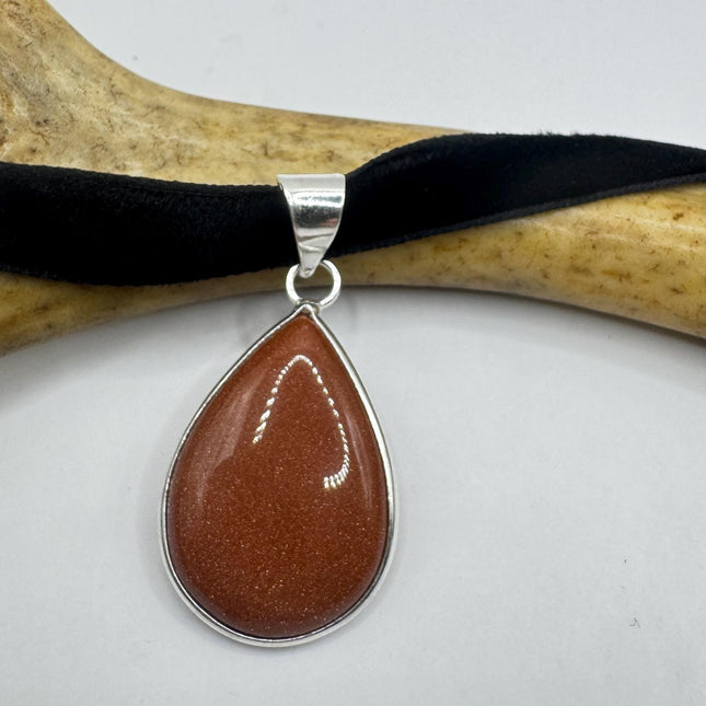 Vintage Goldstone Charm Necklace: Dainty Gold Filled Chain