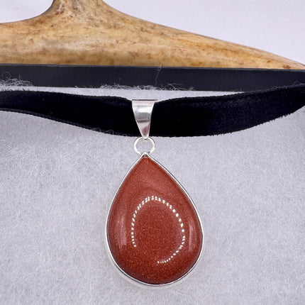 Vintage Goldstone Charm Necklace: Dainty Gold Filled Chain