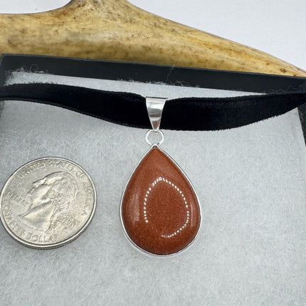 Vintage Goldstone Charm Necklace: Dainty Gold Filled Chain