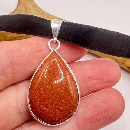 Vintage Goldstone Charm Necklace: Dainty Gold Filled Chain