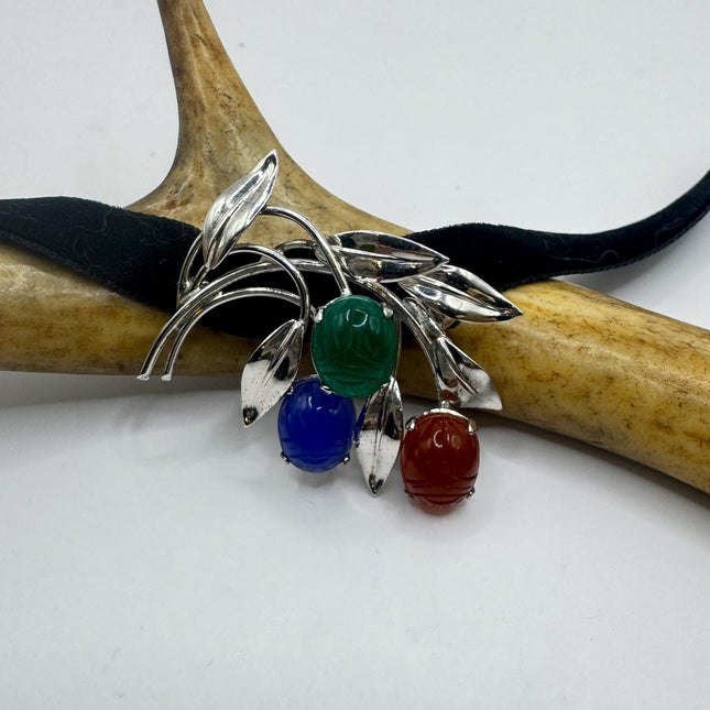 Vintage Scarab Brooch 925 sterling silver-Pins and Brooches-TomWayne Jewelers