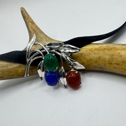 Vintage Scarab Brooch 925 sterling silver-Pins and Brooches-TomWayne Jewelers