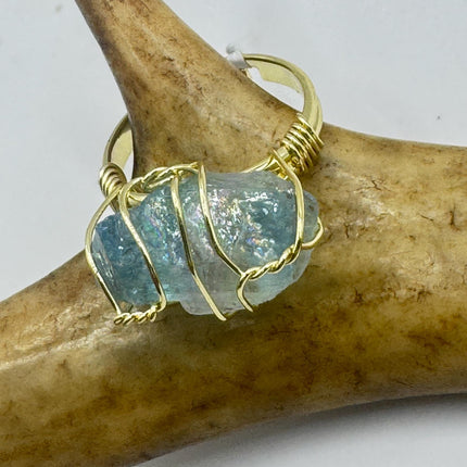Vintage Green Fluorite Statement Ring Gold 925 Sterling Silver Adjustable-Rings-TomWayne Jewelers