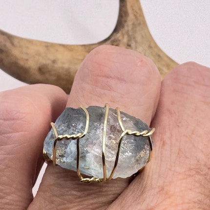 Vintage Green Fluorite Statement Ring Gold 925 Sterling Silver Adjustable-Rings-TomWayne Jewelers