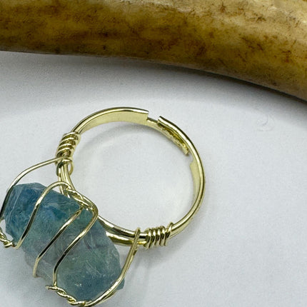 Vintage Green Fluorite Statement Ring Gold 925 Sterling Silver Adjustable-Rings-TomWayne Jewelers