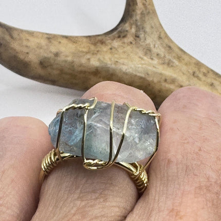 Vintage Green Fluorite Statement Ring Gold 925 Sterling Silver Adjustable-Rings-TomWayne Jewelers