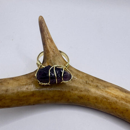 Vintage Purple Fluorite Statement Ring Gold 925 Sterling Silver Adjustable-Rings-TomWayne Jewelers