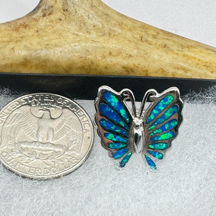 Vintage Blue Fire Opal Butterfly Ring: 925 Sterling Silver Promise Ring-Rings-TomWayne Jewelers