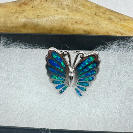 Vintage Blue Fire Opal Butterfly Ring: 925 Sterling Silver Promise Ring-Rings-TomWayne Jewelers