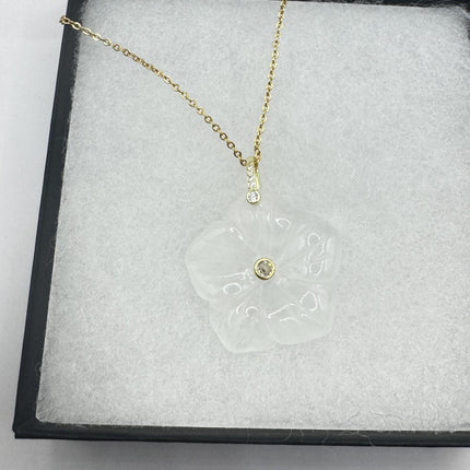 Vintage Blue lapis lazuli Flower Necklace Gold Filled