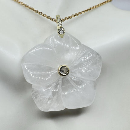 Vintage Blue lapis lazuli Flower Necklace Gold Filled