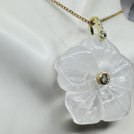 Vintage Blue lapis lazuli Flower Necklace Gold Filled