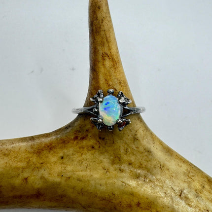 Vintage White Fire Opal Ring 925 Sterling Silver-Rings-TomWayne Jewelers