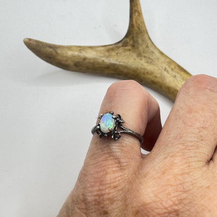 Vintage White Fire Opal Ring 925 Sterling Silver-Rings-TomWayne Jewelers