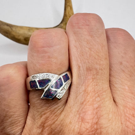 Vintage White Fire Opal Ring 925 Sterling Silver-Rings-TomWayne Jewelers