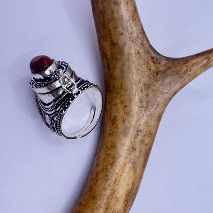 Vintage Goldstone Poison Silver Bronze Pill Box Statement Ring-Rings-TomWayne Jewelers