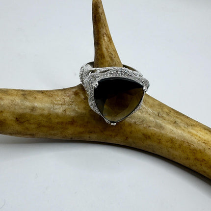 Vintage Smoky Topaz Chunky Cocktail Ring 925 Sterling Silver-Rings-TomWayne Jewelers