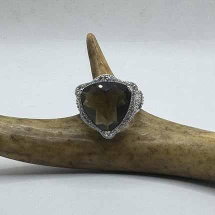 Vintage Smoky Topaz Chunky Cocktail Ring 925 Sterling Silver-Rings-TomWayne Jewelers