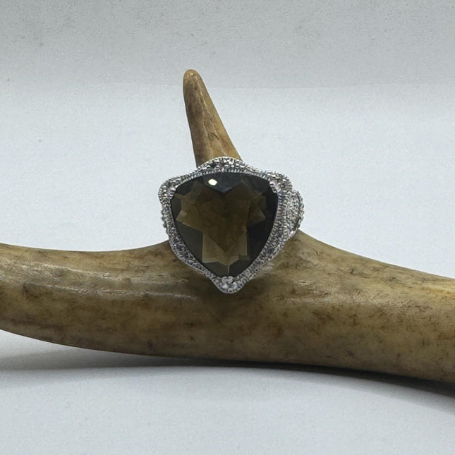 Vintage Smoky Topaz Chunky Cocktail Ring 925 Sterling Silver-Rings-TomWayne Jewelers