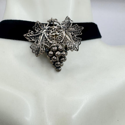 Vintage Sterling Silver Grape Brooch:Scatter Pin-Pins and Brooches-TomWayne Jewelers