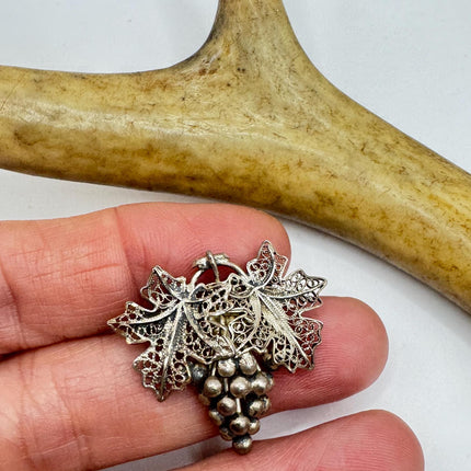 Vintage Sterling Silver Grape Brooch:Scatter Pin-Pins and Brooches-TomWayne Jewelers