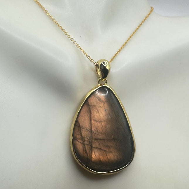 Vintage Rainbow Labradorite Gold Filled Choker Pendant Necklace-Necklaces-TomWayne Jewelers