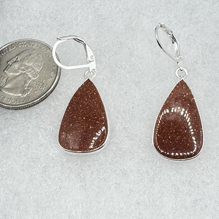 Vintage Red Goldstone Silver Earrings | 925 sterling Silver Lever Backs-Earrings-TomWayne Jewelers