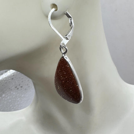 Vintage Red Goldstone Silver Earrings | 925 sterling Silver Lever Backs-Earrings-TomWayne Jewelers