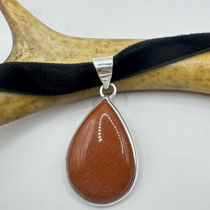 Vintage Goldstone Charm Necklace: Dainty Gold Filled Chain