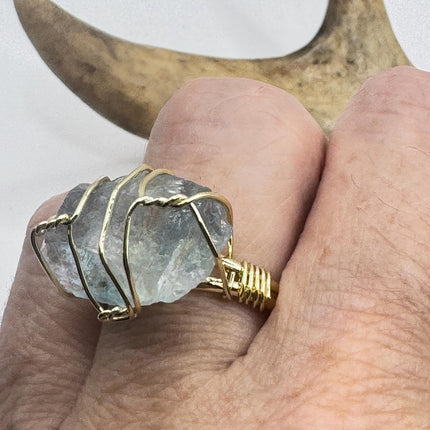 Vintage Green Fluorite Statement Ring Gold 925 Sterling Silver Adjustable-Rings-TomWayne Jewelers