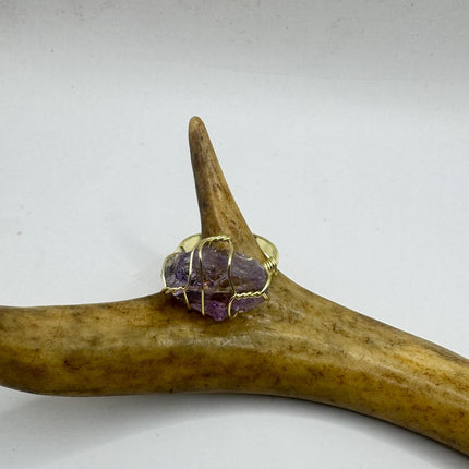 Vintage Purple Fluorite Statement Ring Gold 925 Sterling Silver Adjustable-Rings-TomWayne Jewelers