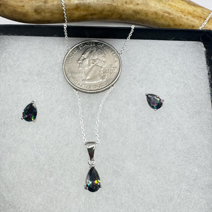 Vintage Blue Mystic Topaz Set 925 sterling Silver Necklace and Earrings-TomWayne Jewelers